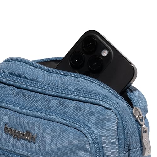 Baggallini Triple Zip Crossbody Bag for Women - Convertible Crossbody Fanny Pack Belt Bag - Lightweight Water-resistant