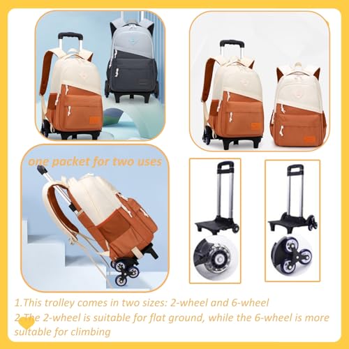 Mfikaryi Rolling Backpack, Wheeled Backpack for Boys & Kids, 20L Capacity, Grey, Adjustable, Water Resistant