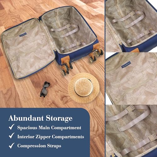 Tommy Bahama 26 Inch Rolling Luggage, Soft Sided Suitcase with Spinner Wheels, Blue