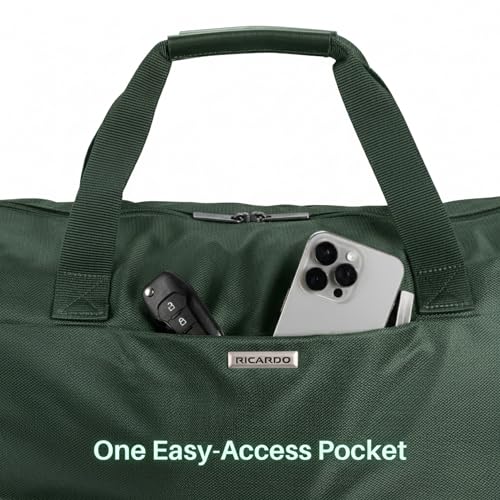 Ricardo Beverly Hills Avalon Drop-Bottom Weekender Duffel Stylish Tote Bag for Women, Carry On Luggage & Travel Essentials (Juniper Green, 38L)