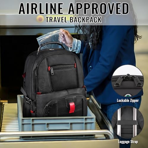YOREPEK Large Backpack for Men, Extra Large Laptop Backpacks for Men Women, Water Resistant Travel Backpack Airline Approved Business Work Bag Fits 17 Inch Computer, Black