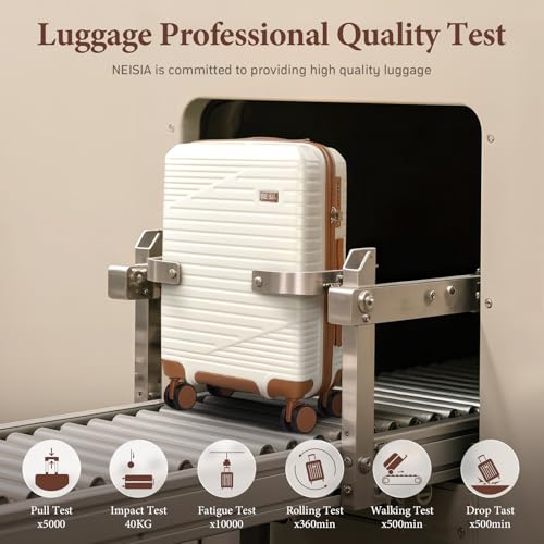 NEISIA Luggage Sets 3 Piece, Hard Shell Carry on Suitcase with Spinner Wheels and TSA Lock, Travel Lightweight Luggage Set with YKK Zippers (Beige, 5 piece sets（20/24/28/DB/TB)