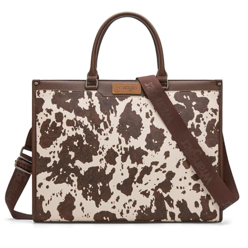 Wrangler Laptop Tote Bag for Women Western Style Work Crossbody Bag with Top Handle AR-WG389-8119COW-CF