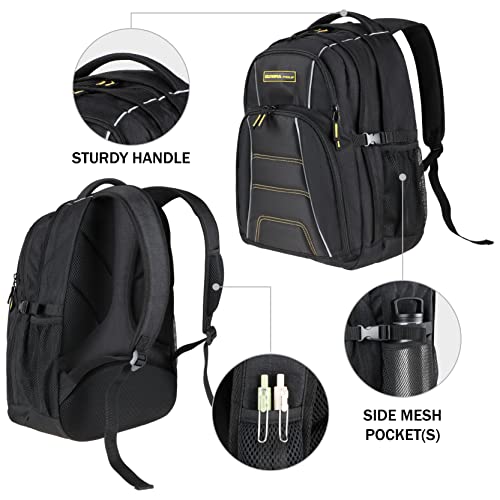 Olympia Tools Travel Laptop Backpack 18.5 inch, Business Anti Theft Slim Durable Laptops Backpack, Water Resistant College School Computer Bag Gifts for Men & Women Fits 17 Inch Notebook, Black