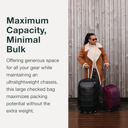 Osprey Ozone 2-Wheel 80L/27 Checked Luggage - Lightweight Rolling Bag with High Clearance and Oversized Wheels - Travel Suitcase with Mesh Organization, Trolley Handle and Add-a-Bag Strap, Black