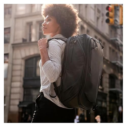 Peak Design Travel Backpack 45L, Black, Expandable 35-45L Design, Rear and Top Access, Weatherproof Shell, Laptop Sleeve, Ideal for Travel or Everyday Carry, Versatile Backpack for Men and Women