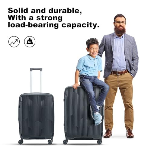 Nazhura Luggage Set, 3-Piece Hardside Suitcase Set, 20-inch Carry On, 24-inch, 28-inch Luggage (Grey)