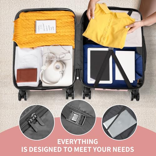 Karl home Luggage Sets 3 Piece, ABS Hardside Suitcase Set with Double Spinner Wheels & TSA Lock for Travel Business, 3-Piece Set (20/24/28), Light Pink