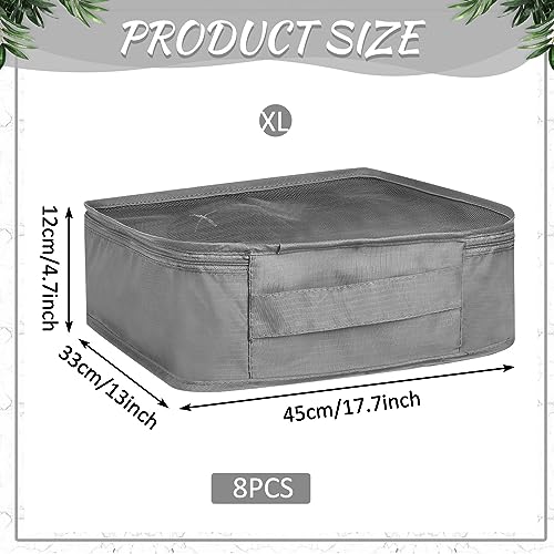 Silkfly 8 Pcs XL Packing Cube for Travel Luggage Organizer Suitcase High Capacity Large Packing Bag Bulk Reusable Mesh Travel Cube for Hiking Camping Accessory, 17.7 x 13 x 4.7 Inch (Gray)