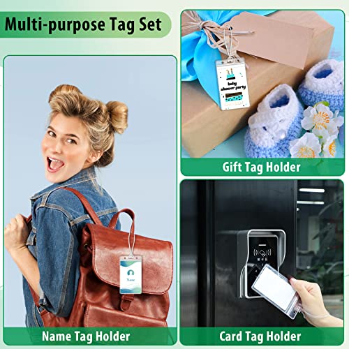 Zonon 150 Pack Clear Luggage Tags Bulk Bag Tag Badge Holder for Suitcases Waterproof Zip Identification ID Card Holder with Clear Loop Straps Business Travel and Office Supplies (10 Mil)