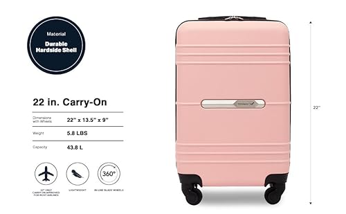 Travelers Club 22" Richmond Spinner Carry-On Luggage, Rose Gold