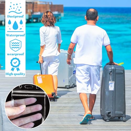 WYOMER 200-Piece Set of Clear Plastic Luggage and Badge Tag Holders, Ideal for ID Cards - Comes with 200 Matching Luggage Tag Loop Straps, Perfect Office, Business, and Travel Supplies