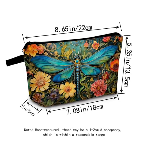 MoCaliduccious Dragonfly Print Women Makeup Bag Outdoor Portable Cosmetic Bag Toiletry Kit Travel Organizer
