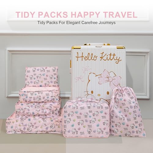AmBealla 6 Set Travel Organizer,Packing Cubes for Travel Luggage Organizer Bags,Waterproof Pink Twill,Cute Packing Organizers for Business/Vacation,Women's Clothes Storage