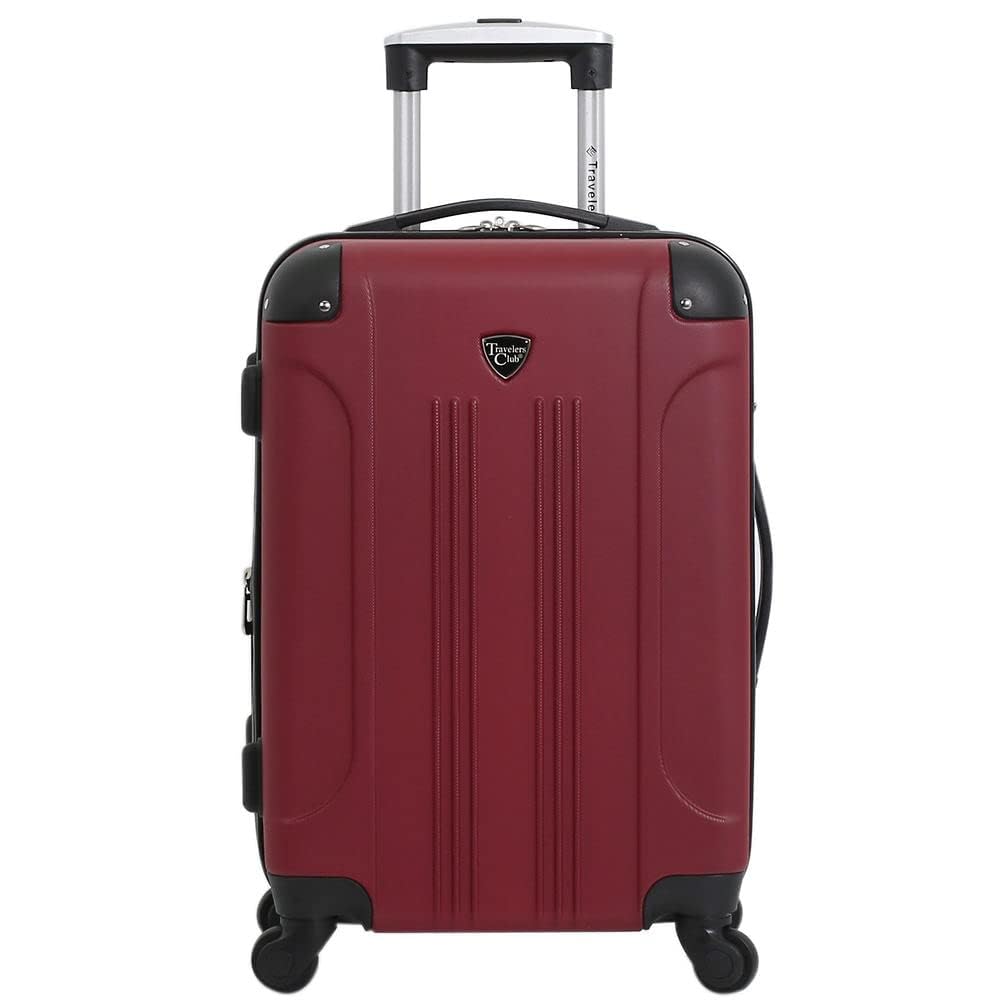 Travelers Club Chicago Hardside Expandable Spinner Luggage, Rhubarb, 22" Carry-On