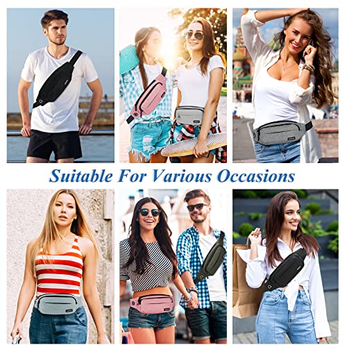 SINNO Large Fanny Pack for Women Men Belt Bag with 4-Zipper Pockets Waterproof for Running Sport Workout Hiking Travel Walking Fasion Waist Packs Crossbody Phone Bag Carrying All Phones