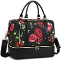 CAMTOP Women Ladies Travel Weekender Bag Overnight Duffel Carry-on Tote Bag fit 15.6 Inch Laptop Computer (6012/Flower with Shoe Compartment)