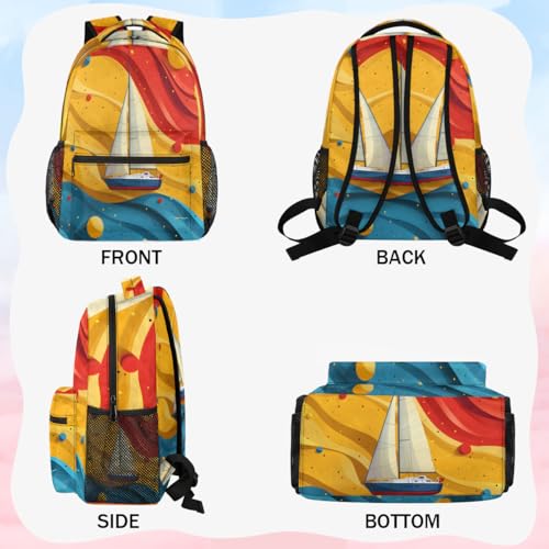 TropicalLife Nautica Sailboat Backpack Rucksack Travel Laptop Backpack Lightweight Computer Casual Daypack for Men Women