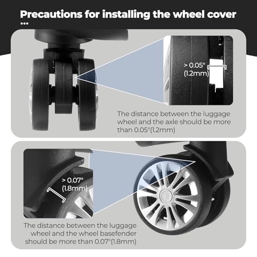 Wanzhuango 8 Pcs Upgrade Luggage Wheel Covers, Carry On Luggage Suitcases,Wear-Resistant, Anti-Noise, Silicone Wheel Protective Covers for 2-2.4" Spinner Wheel (Black)