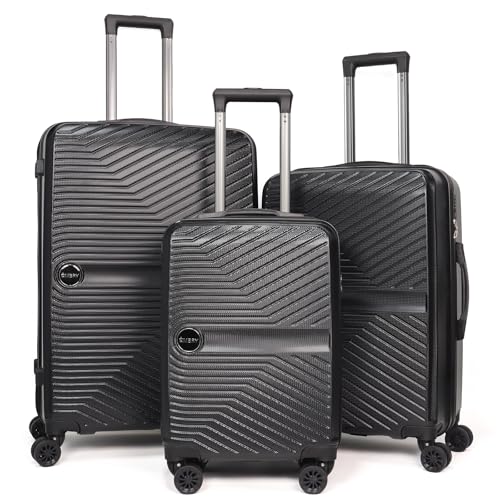 OMBRY Luggage Set 3 Pieces -Suitcase Set - Luggage with Wheels - Check-in Luggage - PC + ABS Durable Suitcase Rotating Silent Wheels 3-Piece 20/24/28 Mint Green (black)