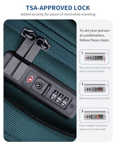 ECOHUB Carry On Luggage Airline Approved, 21 Inch Height Softside Carry On Suitcase with Spring Shock-Absorbing Spinner Wheels, Lightweight Travel Luggage with TSA Lock, Fits 22x14x9 Carry-On Bag