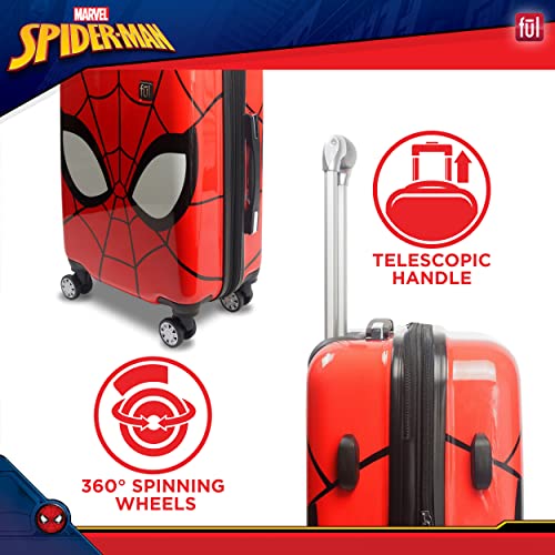 FUL Marvel Spider-Man 22 Inch Carry On Luggage, Hardshell Rolling Suitcase with Spinner Wheels, Red