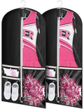 KIMBORA Costume Dance Garment Bag with 3 Clear Zipper Pockets for Suits Dress Cover, Travel Storage & Competitions, Set of 2 (Black)