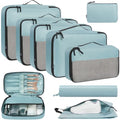 BAGAIL 8 Set/9 Set Packing Cubes Luggage Packing Organizer for Travel, Suitcase Packing Bags for Travel Accessories(Dusty Blue, 9 Set)