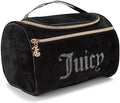 Juicy Couture Black Makeup Bag Cosmetics Organizer Travel Essentials Hanging Duffel Velour Rhinestones