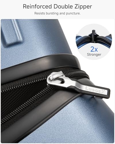 LUGGEX 3 Piece Set Luggage with Spinner Wheels,100% PC Hard Shell Suitcases with 360° Spinner Wheels & TSA Locks(Blue, 3 Piece Sets)