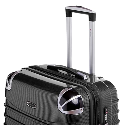 Gabbiano Vintage 3-Piece Luggage PC Hard Shell Set – Expandable Polycarbonate Luggage Set with Spinner Wheels, TSA Lock, Hardside Vintage Luggage Sets (Black, Medium 28")