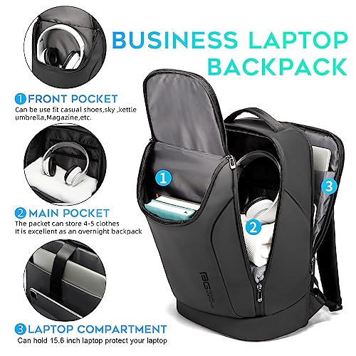 BANGE Business Smart Backpack Waterproof fit 15.6 Inch Laptop Backpack with USB Charging Port,Travel Durable Backpack, Black（no Usb）, L, Travel Backpacks