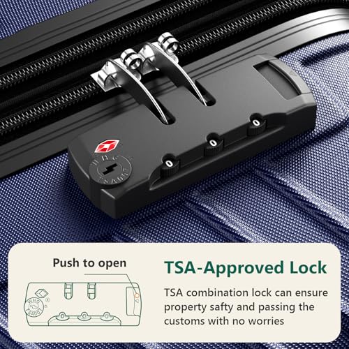 28 Inch Checked Luggage, ABS Hardside Suitcase with Spinner Wheels, TSA Security Lock, Lightweight Large Luggage for Women, Men, Expandable Travel Suitcase for Business, Road Trips & Family Vacations