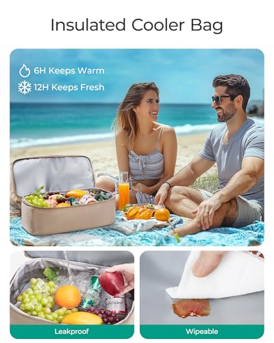 BAGSMART Beach Bag for Women, Mesh Tote Bags with Zipper, Sandproof Vacation Essentials with Cooler for Swim Cruise Pool, Green