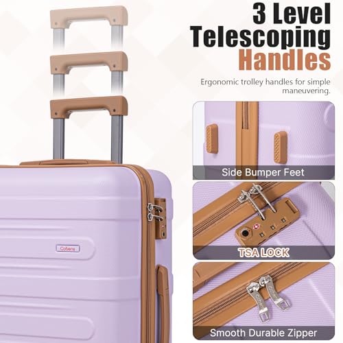 Cobens Luggage Sets 5 Piece Durable Suitcase Set with Spinner Wheels, Hard Shell Carry on Luggage with TSA Lock, Large Checked Travel Suitcases for Men and Women