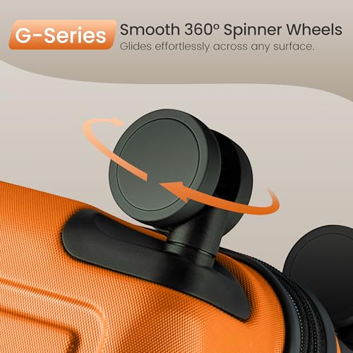 SHOWKOO Luggage Sets Expandable 100% PC Durable Suitcase Sets Double Wheels TSA Lock 4 Piece Luggage Set Orange