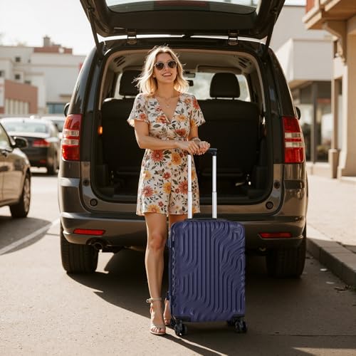 Eeeza Carry On Luggage Se t 22x14x9 Airline Approved, 3 Piece 20 Inch Lightweight ABS Hardside Suitcases with Spinner Wheels and TSA Lock