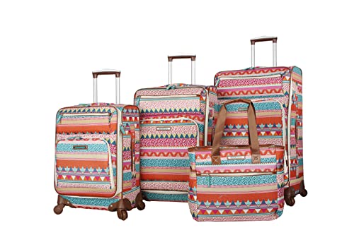 Lily Bloom Luggage Set 4 Piece Suitcase Collection With Spinner Wheels For Woman (On The Prowl)