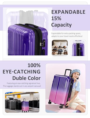 Comeria Carry on Luggage - Airline Approved Suitcases with Spinner Wheels, Built-In TSA Lock，Hard Shell Expandable Suitcases