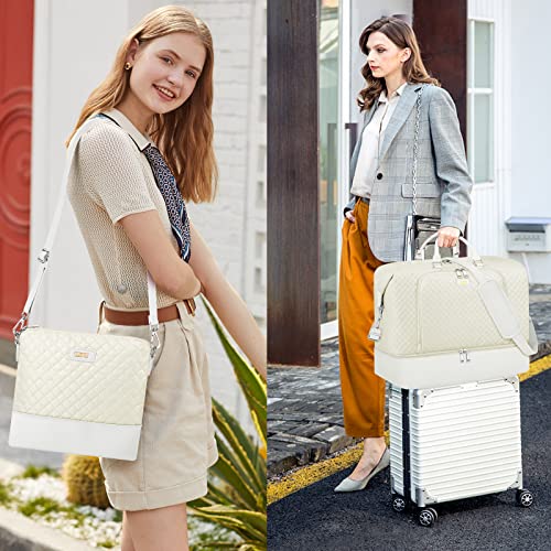 Travel Weekender Bag for Women, Overnight Bag with Shoe Compartment Oversized Travel Duffel Bag Carry On Tote 21"