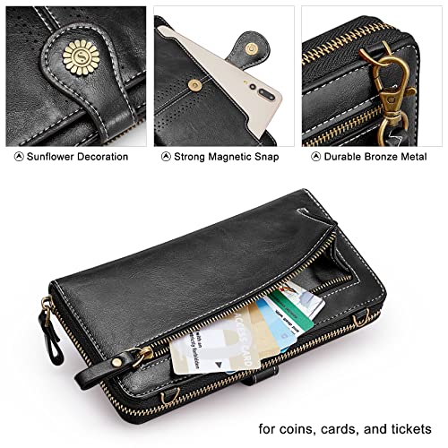 S-ZONE Vegan Leather Crossbody Bags for Women Small Cell Phone Purse RFID Blocking Clutch Purses with 2 Straps
