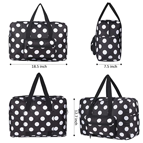 F.FETIVIN Weekender Bag Carry On Travel Duffle Medium Overnight Bag for Women(Black Dot)