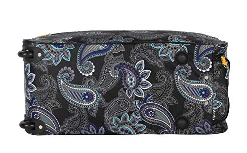 LUCAS Designer Carry On Luggage Collection - Lightweight Pattern 22 Inch Duffel Bag- Weekender Overnight Business Travel Suitcase with 2- Rolling Wheels (Paisley Peacock)