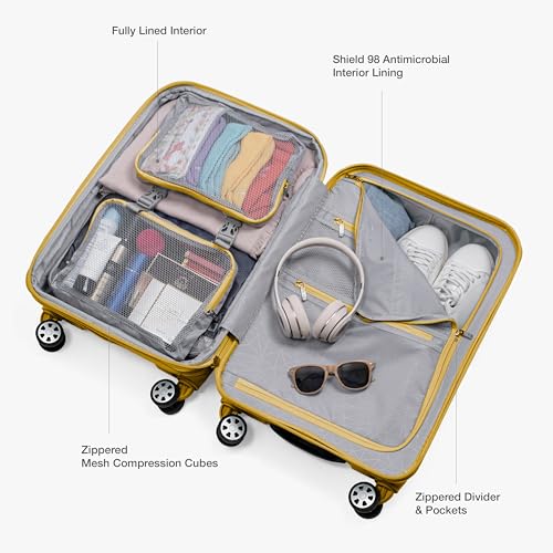 Traveler's Choice Pagosa Hardshell Expandable Luggage with Spinner Wheels, Yellow, 2-Piece Set (22/27)