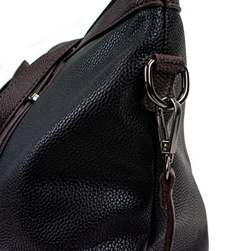 Badgley Mischka Anna XL Vegan Leather Tote Weekender Travel Bag (Black)