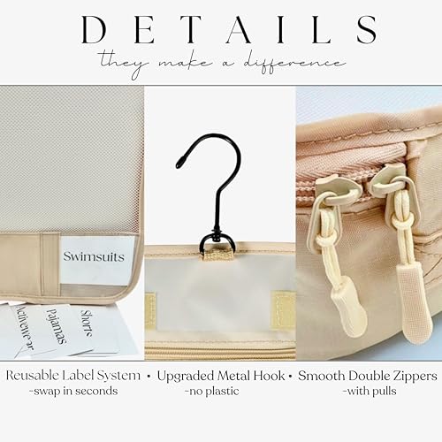 Foxy Traveler Packing Cubes Set – Cute Packing Cubes for Travel, Luggage Organizer Bags for Suitcase, For Kids & Family, Floral, Neutral & Aesthetic Travel Organizer Set-Beige