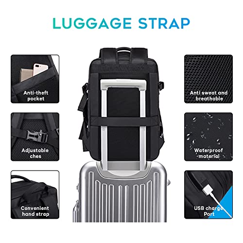 BANGE 35L Lightweight Backpack, 17.3 inch Travel Laptop Backpacks, Unisex Multifunctional Storage Pockets Business Commuter Rucksack, Waterproof and Wear-resistant Outdoor Sports Leisure daypack