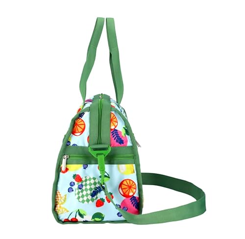 LeSportsac Fresh Fruit Deluxe Medium Weekender Crossbody Bag, Style 4318/Color E840, Whimsical Sunkissed Artfully Arranged Fruit, Vibrant Juicy Oranges, Lemons & Limes, Sweet Cherries & Berries