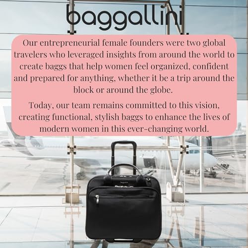 Baggallini 2 Wheel Tote Luggage - Lightweight Travel Weekender Carry-On