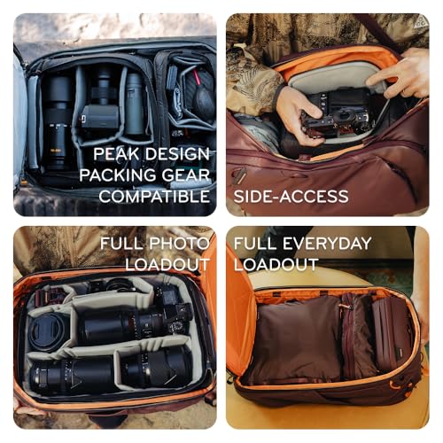 Peak Design Travel Backpack 45L, Black, Expandable 35-45L Design, Rear and Top Access, Weatherproof Shell, Laptop Sleeve, Ideal for Travel or Everyday Carry, Versatile Backpack for Men and Women